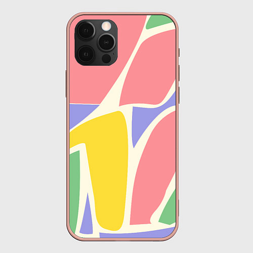 Чехол iPhone 12 Pro Max Абстрактные разноцветные фигуры / 3D-Светло-розовый – фото 1