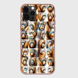Чехол для iPhone 12 Pro Max Орангутаны, цвет: 3D-светло-розовый
