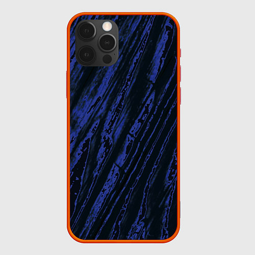 Чехол iPhone 12 Pro Max Синие полосы / 3D-Красный – фото 1