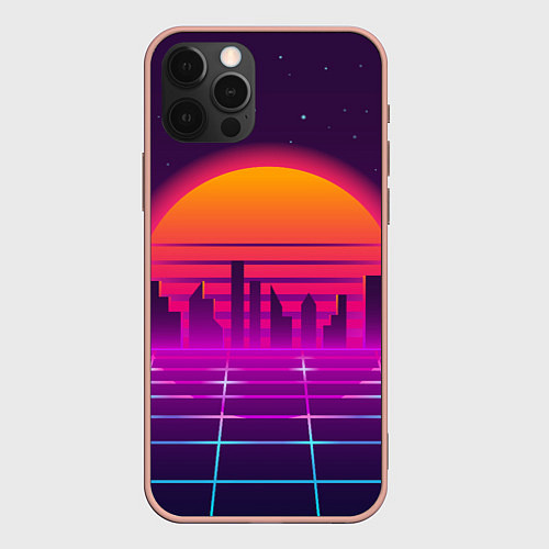 Чехол iPhone 12 Pro Max Futuristic Retro City / 3D-Светло-розовый – фото 1