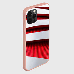 Чехол для iPhone 12 Pro Max Два слоя металла - красный и белый, цвет: 3D-светло-розовый — фото 2