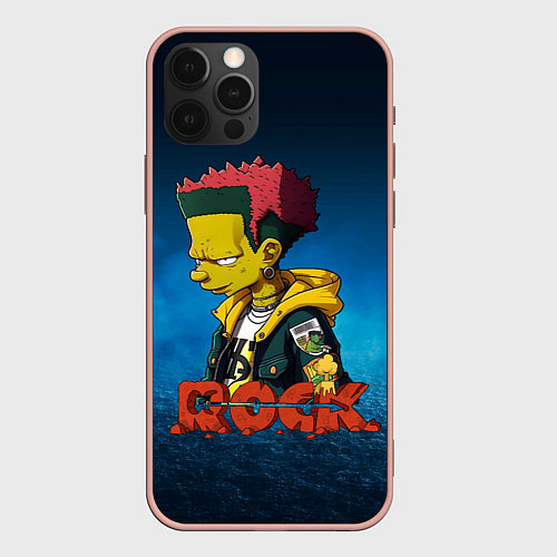 Чехол iPhone 12 Pro Max Rock music Simpsons / 3D-Светло-розовый – фото 1