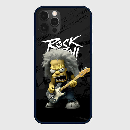 Чехол iPhone 12 Pro Max Rock and Roll Simpsons / 3D-Черный – фото 1