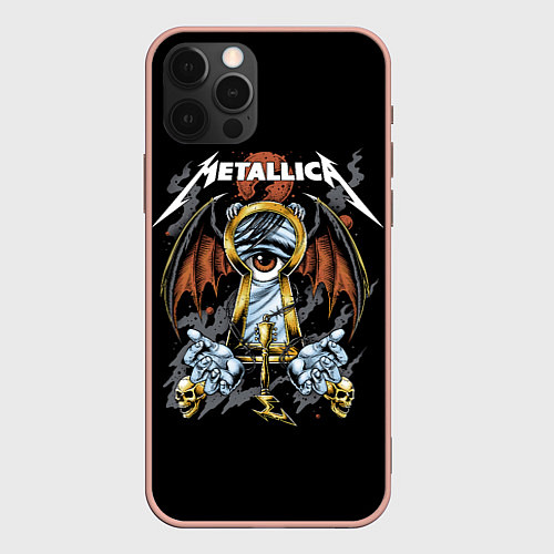 Чехол iPhone 12 Pro Max Металлика - Metallica / 3D-Светло-розовый – фото 1
