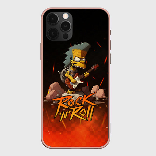 Чехол iPhone 12 Pro Max Rock n roll fire Simpsons / 3D-Светло-розовый – фото 1