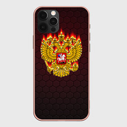 Чехол iPhone 12 Pro Max Пылающий герб РФ