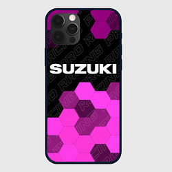 Чехол для iPhone 12 Pro Max Suzuki pro racing: символ сверху, цвет: 3D-черный