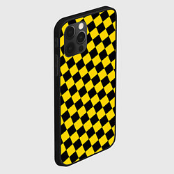 Чехол для iPhone 12 Pro Max Черно-желтая мелкая клетка, цвет: 3D-черный — фото 2