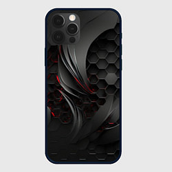 Чехол для iPhone 12 Pro Max Черные абстрактные плиты, цвет: 3D-черный