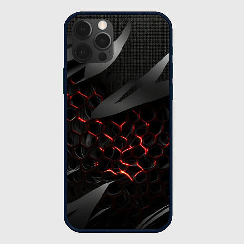 Чехол iPhone 12 Pro Max Black and red abstract / 3D-Черный – фото 1