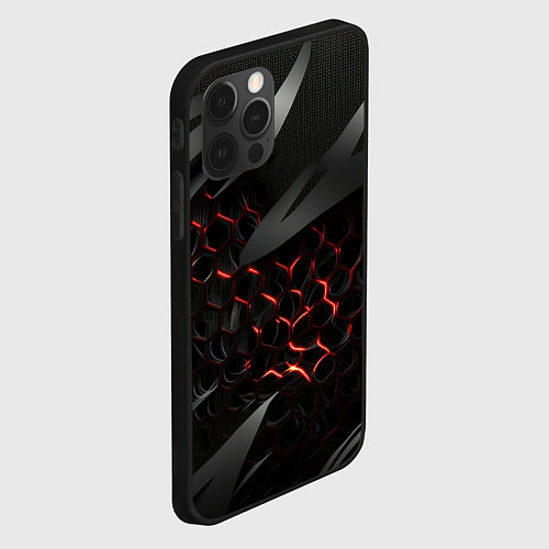 Чехол iPhone 12 Pro Max Black and red abstract / 3D-Черный – фото 2