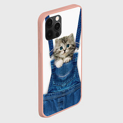 Чехол для iPhone 12 Pro Max Котенок в кармане комбинезона, цвет: 3D-светло-розовый — фото 2