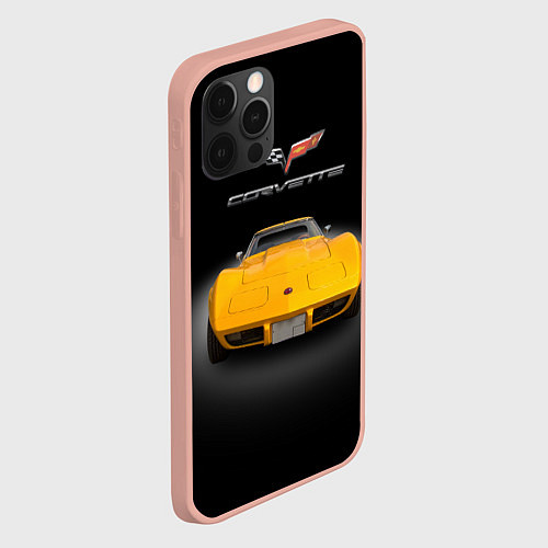 Чехол iPhone 12 Pro Max Американский маслкар Chevrolet Corvette Stingray / 3D-Светло-розовый – фото 2
