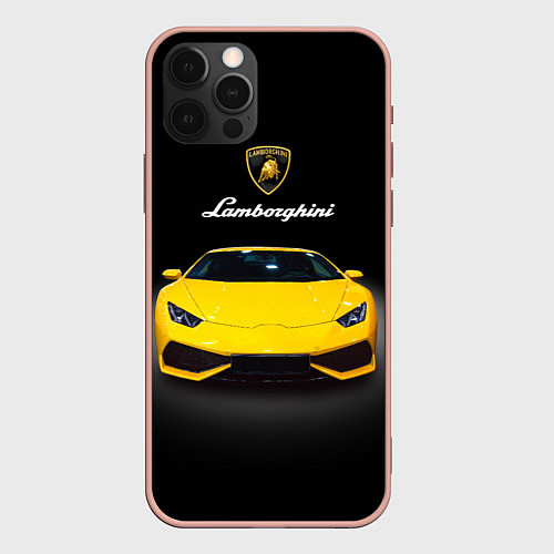 Чехол iPhone 12 Pro Max Итальянский спорткар Lamborghini Aventador / 3D-Светло-розовый – фото 1