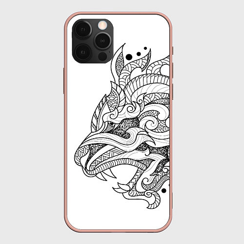 Чехол iPhone 12 Pro Max Lion tattoo - irezumi / 3D-Светло-розовый – фото 1