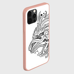 Чехол для iPhone 12 Pro Max Lion tattoo - irezumi, цвет: 3D-светло-розовый — фото 2