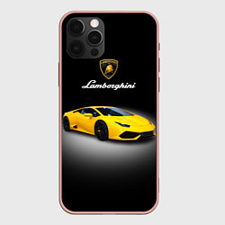Чехол для iPhone 12 Pro Max Спорткар Lamborghini Aventador, цвет: 3D-светло-розовый