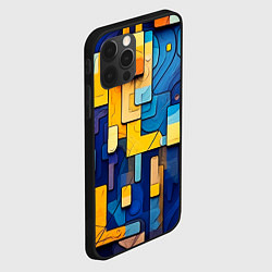 Чехол для iPhone 12 Pro Max Синие и жёлтые фигуры, цвет: 3D-черный — фото 2