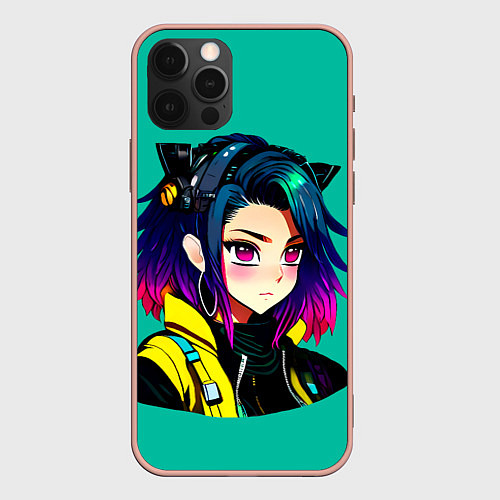 Чехол iPhone 12 Pro Max Anime Cyberpunk Girl / 3D-Светло-розовый – фото 1