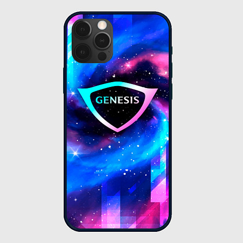 Чехол iPhone 12 Pro Max Genesis неоновый космос / 3D-Черный – фото 1