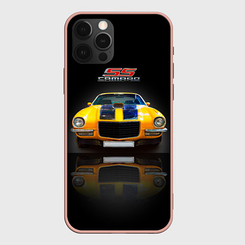 Чехол iPhone 12 Pro Max Американский спорткар 1970 года Camaro SS / 3D-Светло-розовый – фото 1