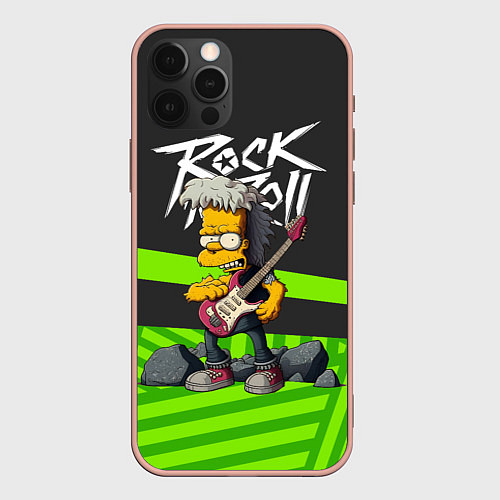 Чехол iPhone 12 Pro Max Rock music Simpsons / 3D-Светло-розовый – фото 1