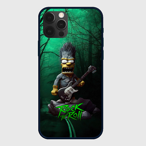 Чехол iPhone 12 Pro Max Simpsons hard rock / 3D-Черный – фото 1