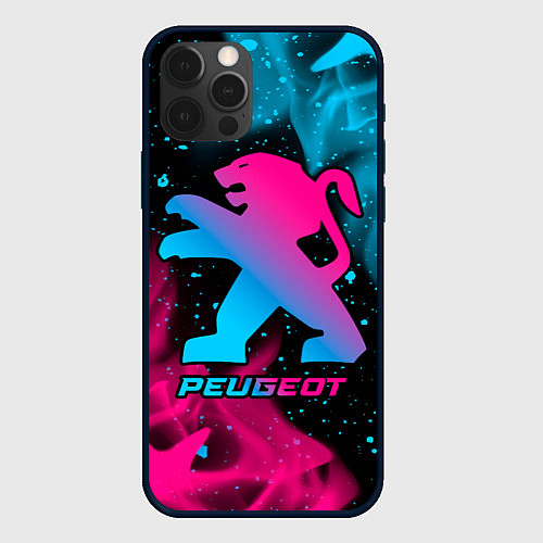 Чехол iPhone 12 Pro Max Peugeot - neon gradient / 3D-Черный – фото 1