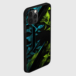 Чехол для iPhone 12 Pro Max Зеленые и синие абстрактные листья, цвет: 3D-черный — фото 2