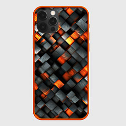 Чехол для iPhone 12 Pro Max Раскаленные блоки паттерн, цвет: 3D-красный