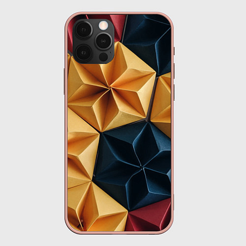 Чехол iPhone 12 Pro Max Геометрические ромбические фигуры / 3D-Светло-розовый – фото 1