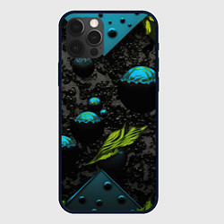 Чехол для iPhone 12 Pro Max Зеленые абстрактные листья, цвет: 3D-черный