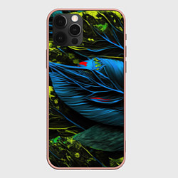 Чехол для iPhone 12 Pro Max Синий лист абстракция, цвет: 3D-светло-розовый