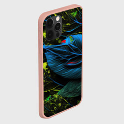 Чехол для iPhone 12 Pro Max Синий лист абстракция, цвет: 3D-светло-розовый — фото 2