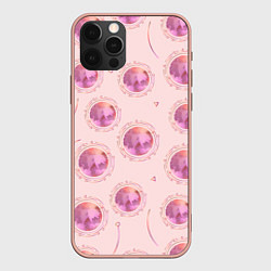 Чехол для iPhone 12 Pro Max Круги, стрелочки и треугольник, цвет: 3D-светло-розовый