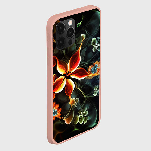 Чехол iPhone 12 Pro Max Абстрактные цветы / 3D-Светло-розовый – фото 2