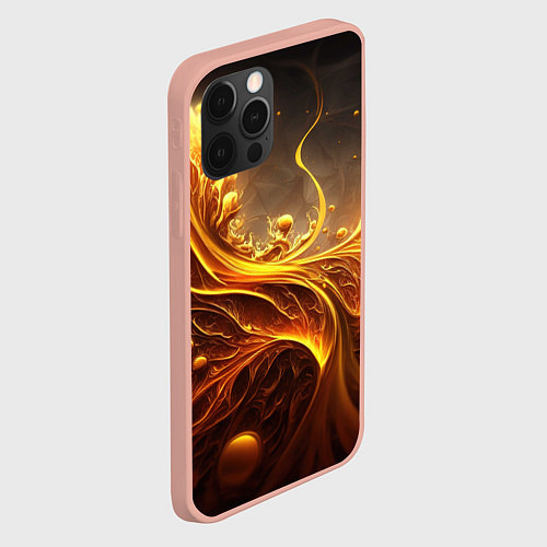 Чехол iPhone 12 Pro Max Желтые абстрактные узоры / 3D-Светло-розовый – фото 2