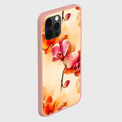 Чехол для iPhone 12 Pro Max Акварельные цветы - персиковый паттерн, цвет: 3D-светло-розовый — фото 2