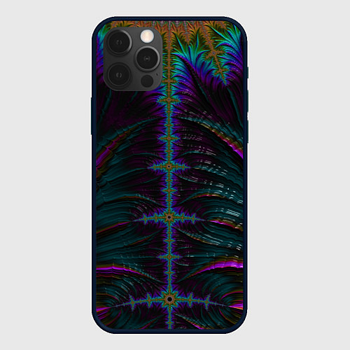 Чехол iPhone 12 Pro Max Скелетный фрактал / 3D-Черный – фото 1