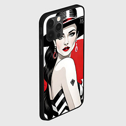 Чехол для iPhone 12 Pro Max Девушка в шляпе с бриллиантом - нейросеть арт, цвет: 3D-черный — фото 2