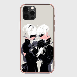 Чехол для iPhone 12 Pro Max Йорха-2B и Йорха-9S, цвет: 3D-светло-розовый