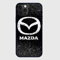 Чехол iPhone 12 Pro Max Mazda с потертостями на темном фоне