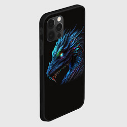 Чехол для iPhone 12 Pro Max Красивый неоновый дракон с голубыми глазами, цвет: 3D-черный — фото 2