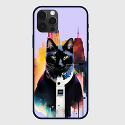 Чехол для iPhone 12 Pro Max Чёрный котяра в Нью-Йорке, цвет: 3D-черный