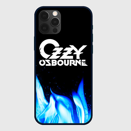 Чехол iPhone 12 Pro Max Ozzy Osbourne blue fire / 3D-Черный – фото 1