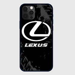 Чехол iPhone 12 Pro Max Lexus speed на темном фоне со следами шин