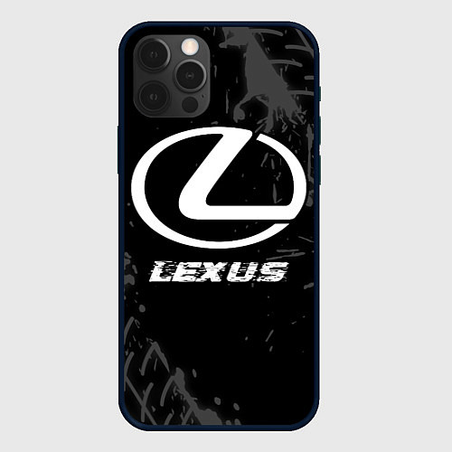 Чехол iPhone 12 Pro Max Lexus speed на темном фоне со следами шин / 3D-Черный – фото 1