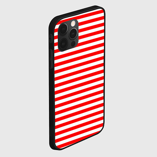 Чехол iPhone 12 Pro Max Ярко красные полосы / 3D-Черный – фото 2