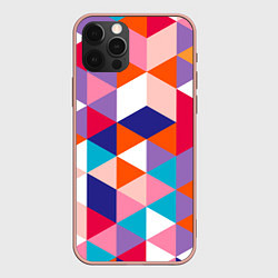 Чехол для iPhone 12 Pro Max Ромбический разноцветный паттерн, цвет: 3D-светло-розовый