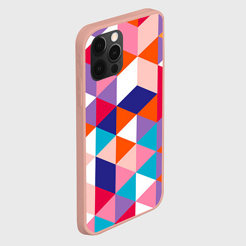 Чехол iPhone 12 Pro Max Ромбический разноцветный паттерн / 3D-Светло-розовый – фото 2